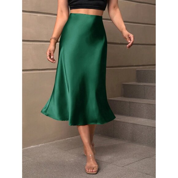 WILA Dresses & Skirts - Satin midi skirt long minimalist luxe classy emerald green